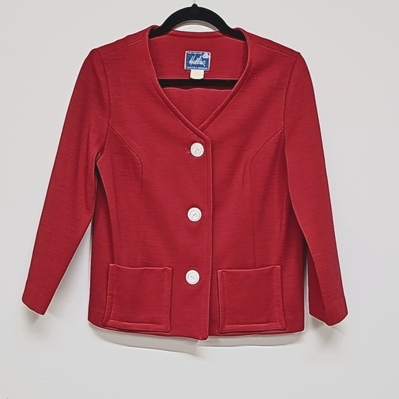 Hobbies Lorch of Dallas vtg red wool  jacket, lightweight longsleeve 3 button - Picture 1 of 11